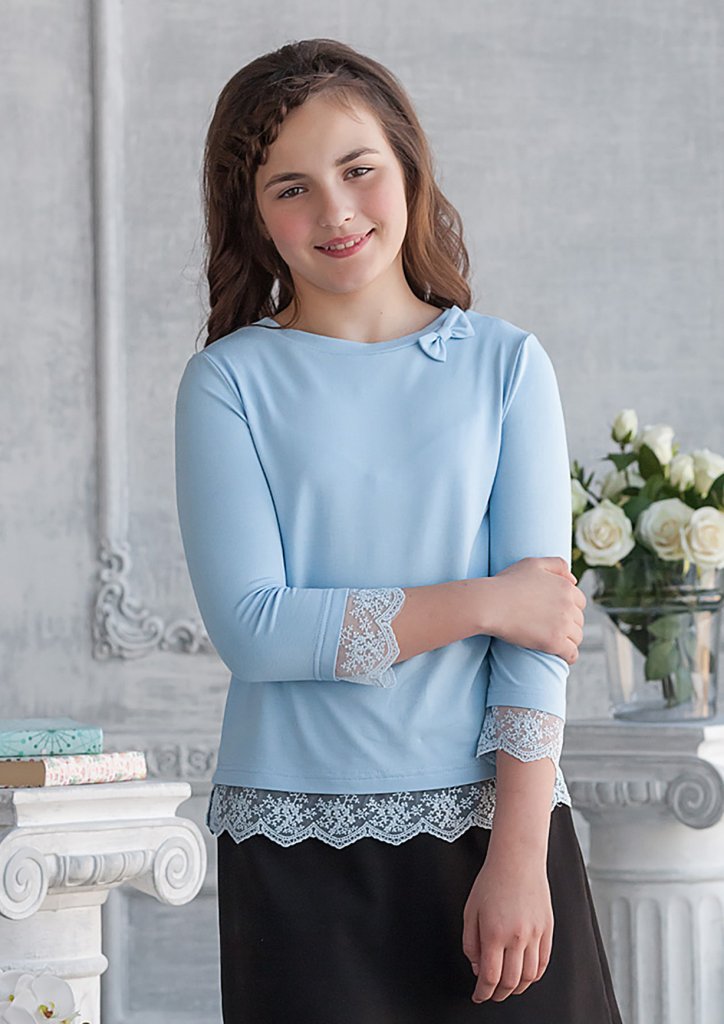 Блузка школьная «Вива» трикотажная голубая
