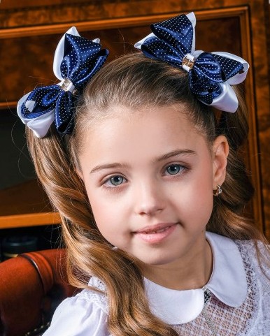 Бант «Дафна» синий с белым