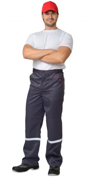 Костюм рабочий “Механик” куртка+брюки, серый с красным