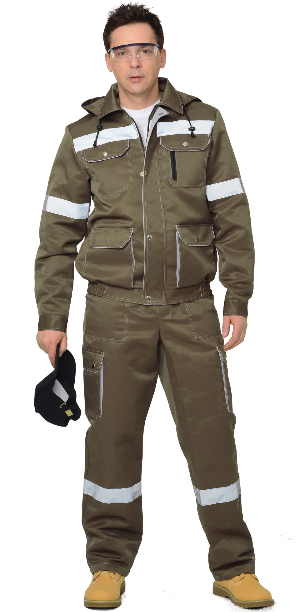 Костюм рабочий «Титан» куртка+п/к, хаки (съёмный капюшон)