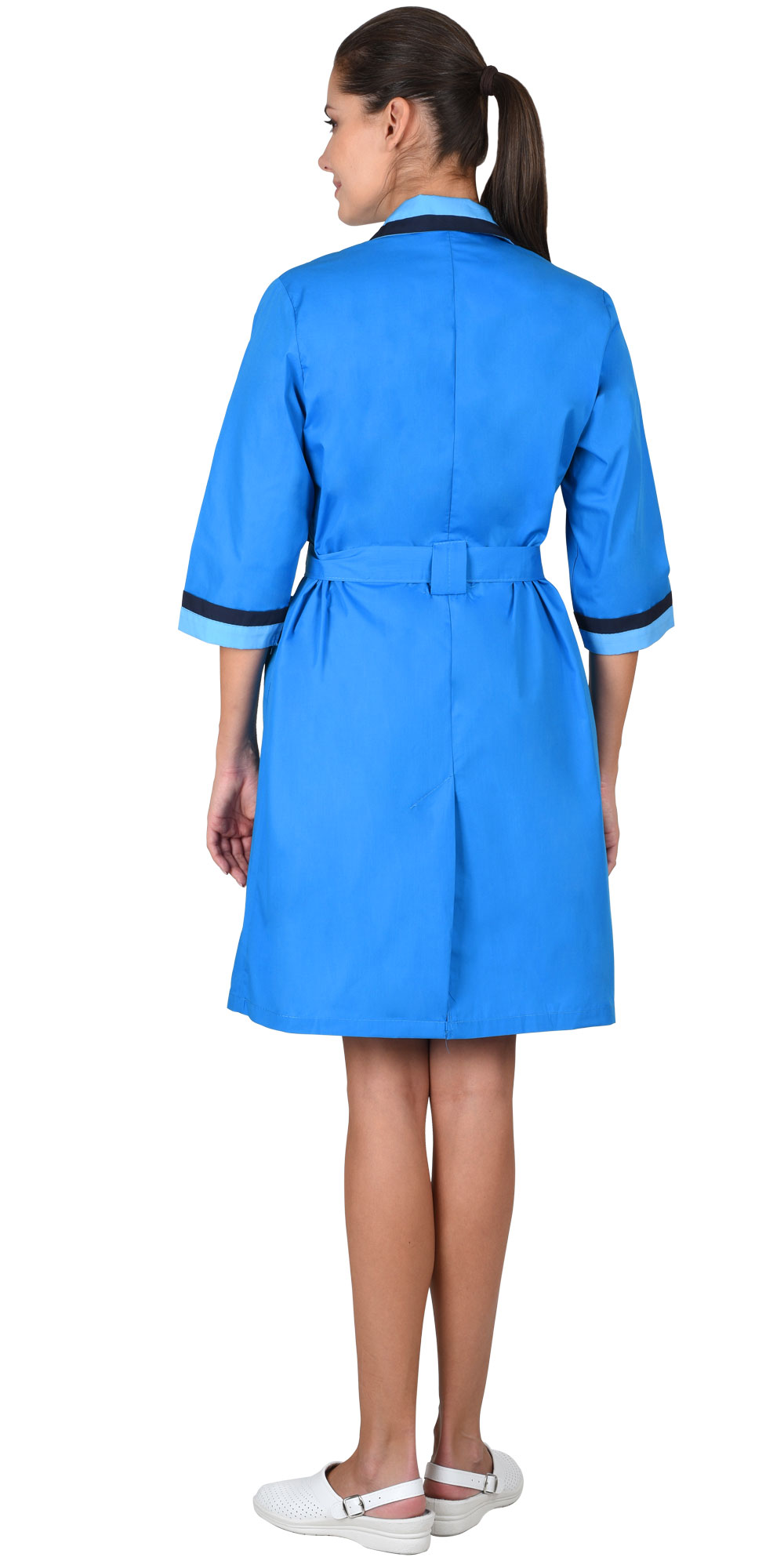 Халат горничной «Флора» тёмно-голубой