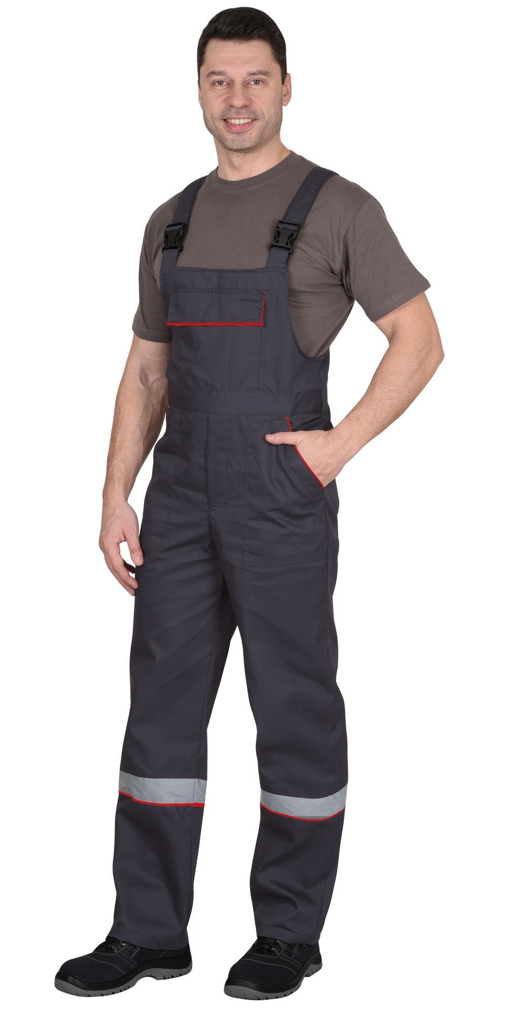 Костюм рабочий «Спец» куртка+п/к серый с красным