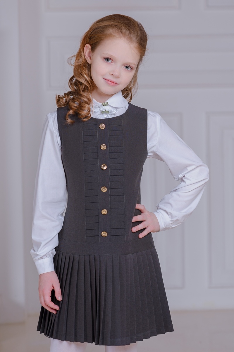 Сарафан школьный серый