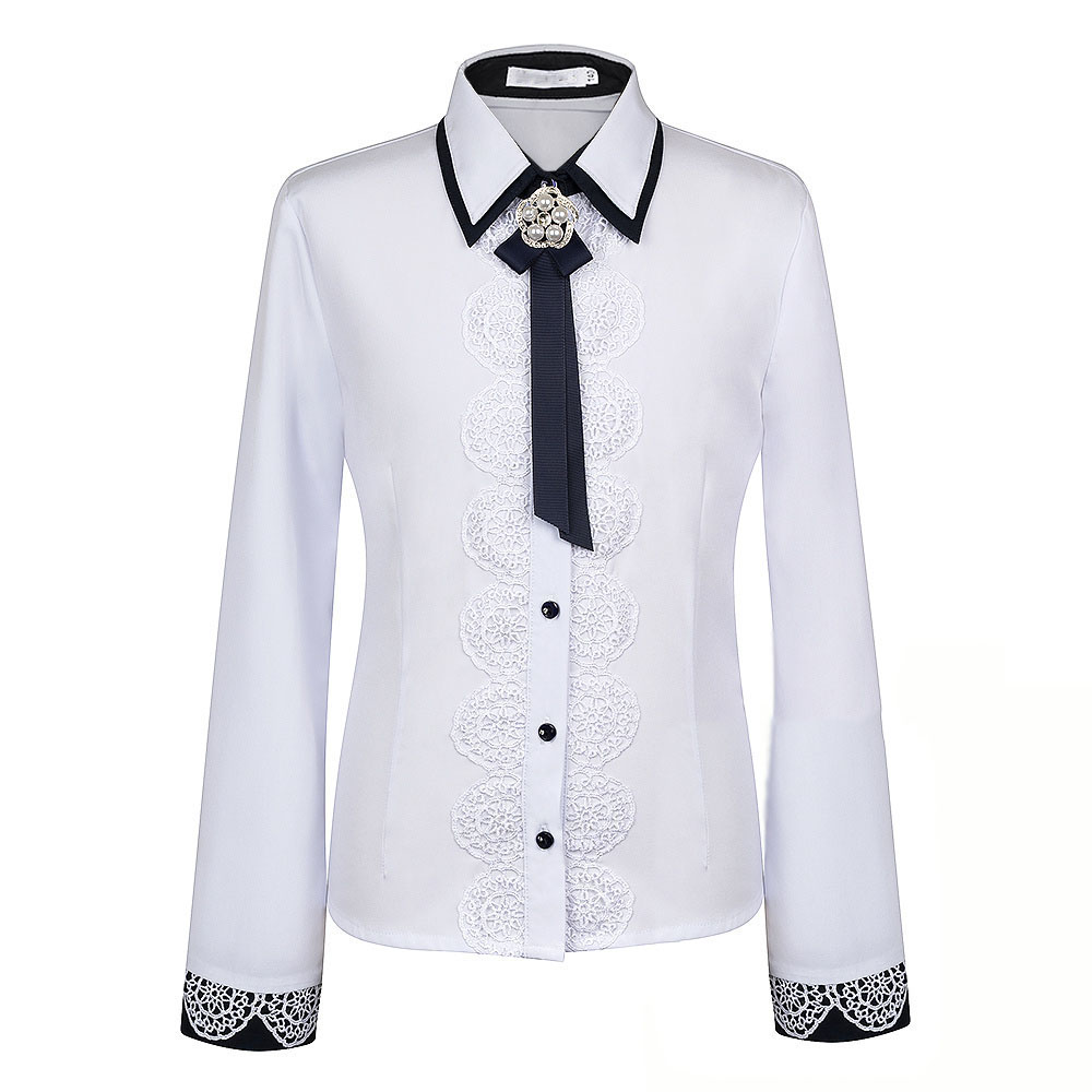 Блузка школьная белая с длинным рукавом