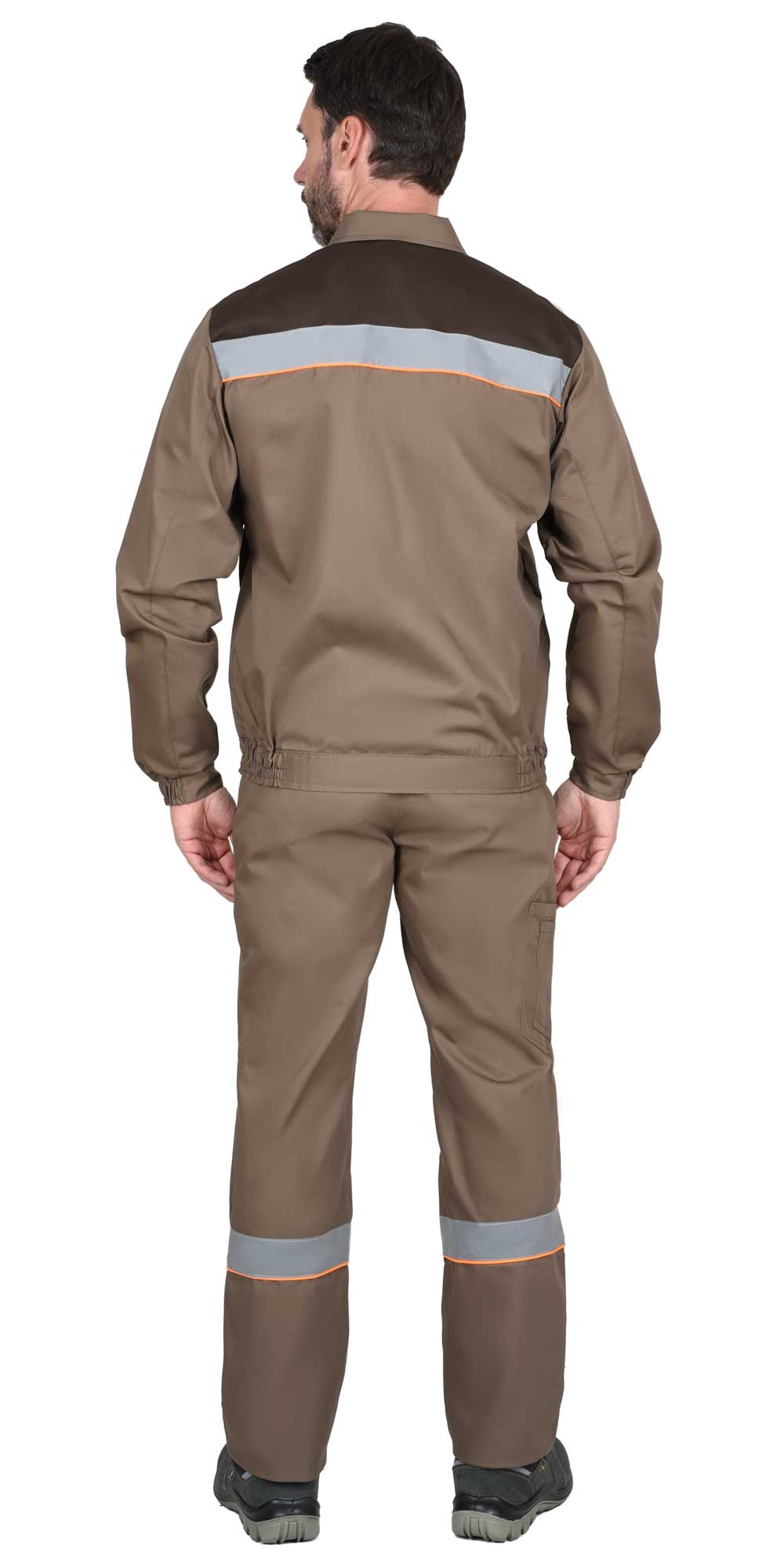 Костюм рабочий «Спец» куртка+п/к коричневый с оранжевым