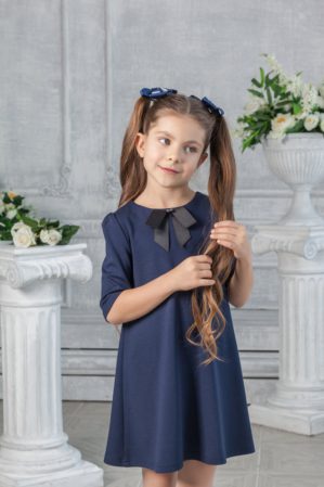 Платье школьное “Августина” трикотажное синее