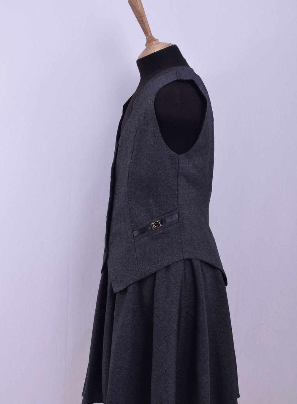 Костюм-двойка школьный серый (жилет+юбка)