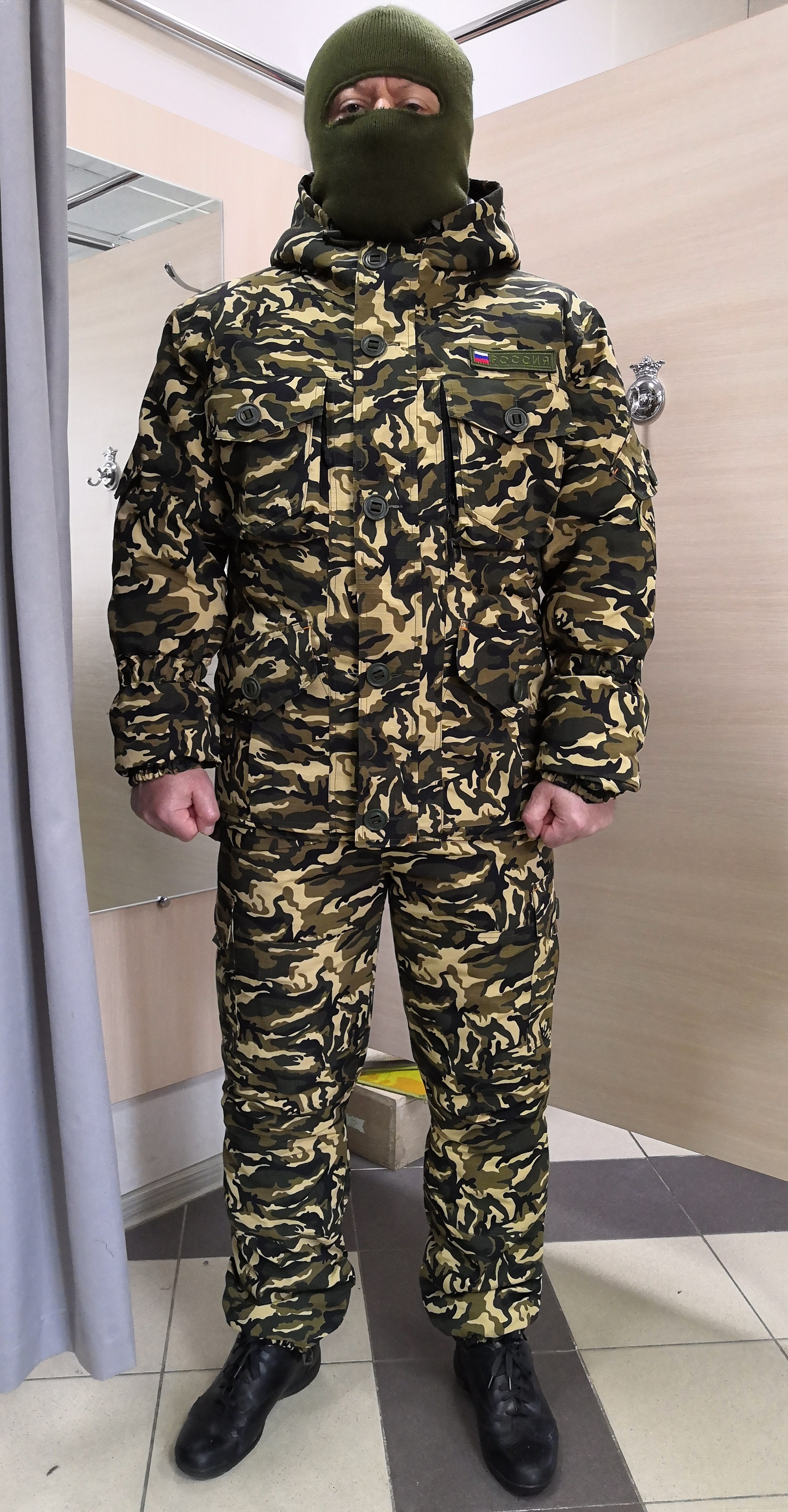 Костюм “Горка”, арт. 5581, Премиум класс, куртка+брюки, кмф, цвет бежево-зелёный, армированная ткань+термофин+термофольга, зима