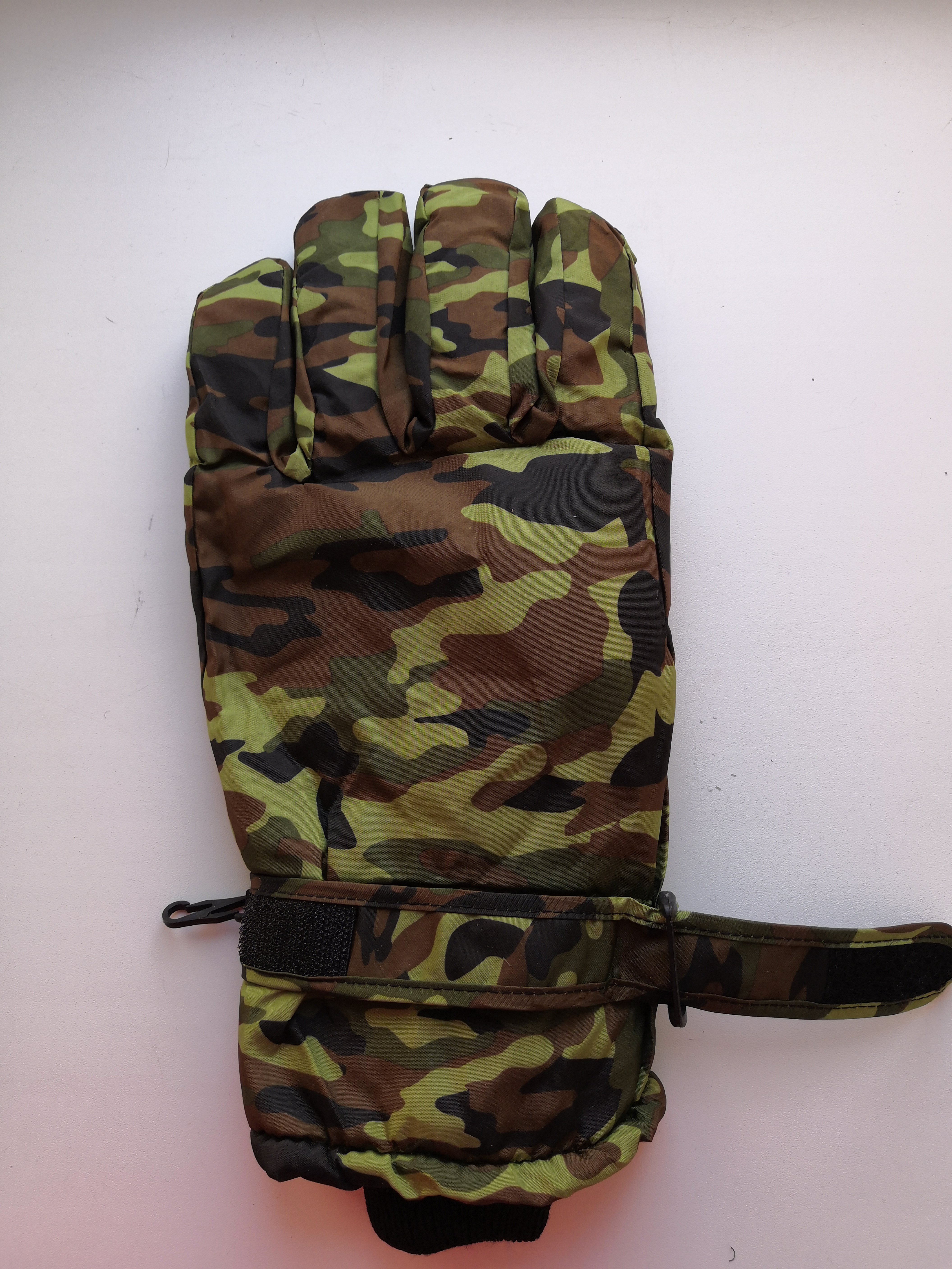 Перчатки утеплённые КМФ зелёные на флисе, ткань оксфорд