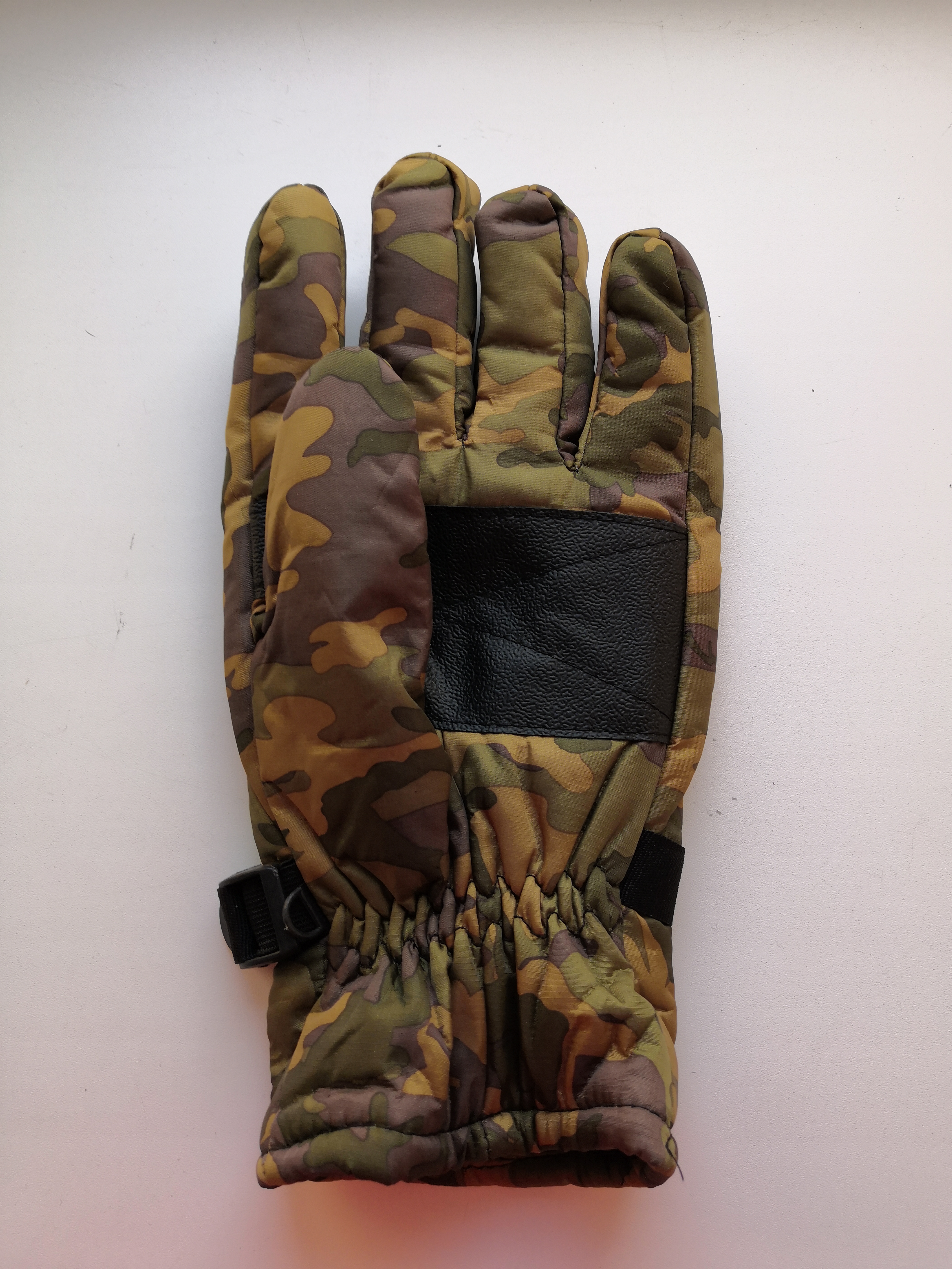 Перчатки утеплённые КМФ зелёные на флисе, ткань оксфорд