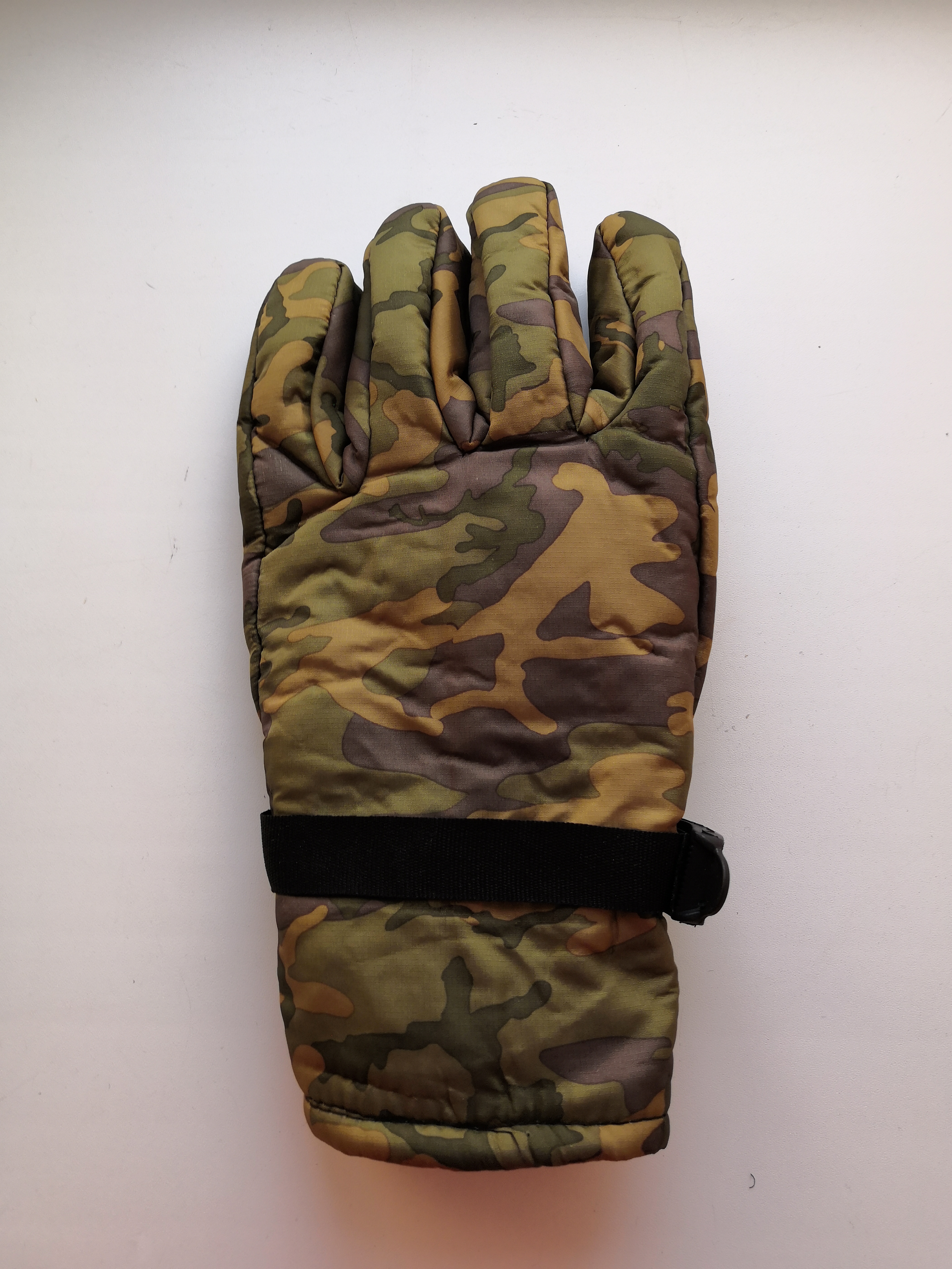 Перчатки утеплённые КМФ зелёные на флисе, ткань оксфорд