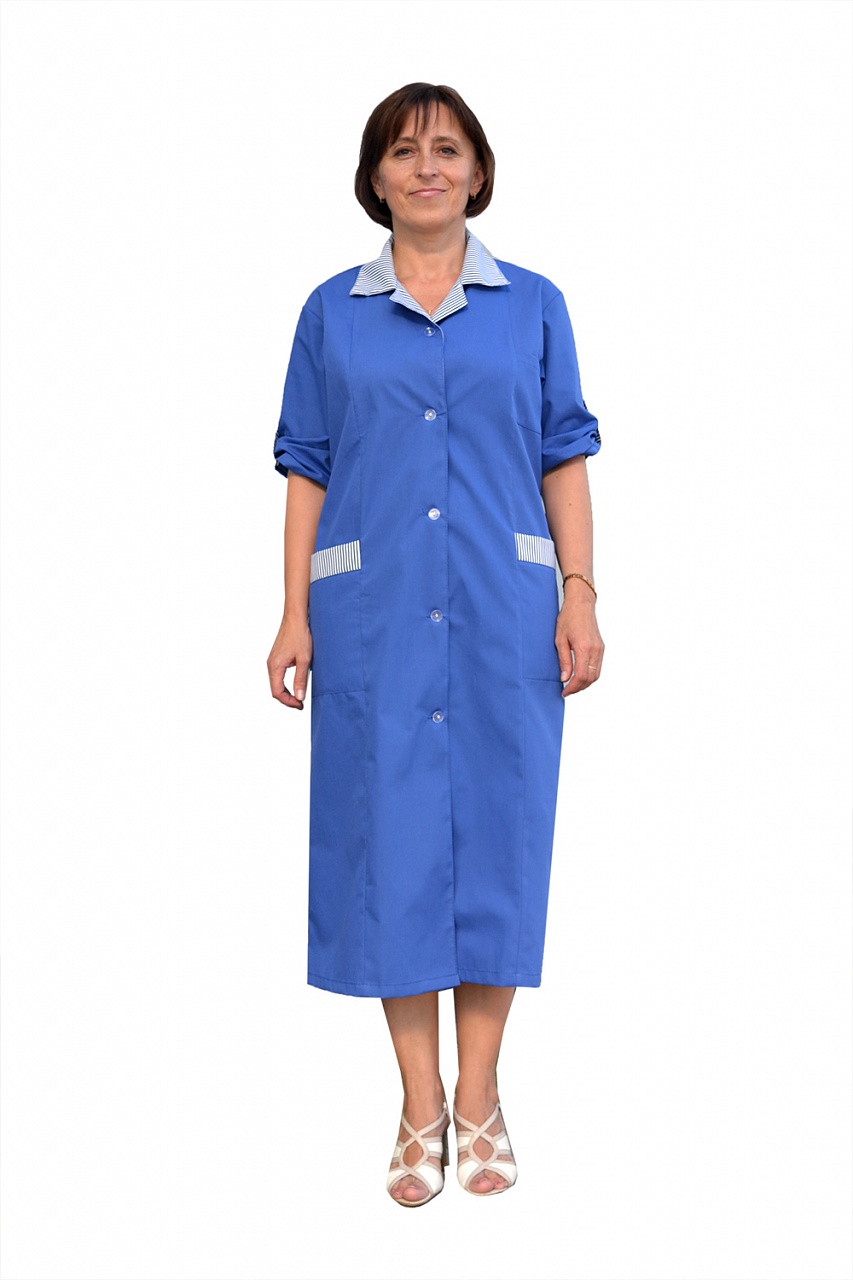 Халат рабочий «Уют» васильковый, ткань тиси