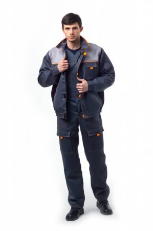 Костюм рабочий “Фаворит” куртка+п/к, серый с оранжевым