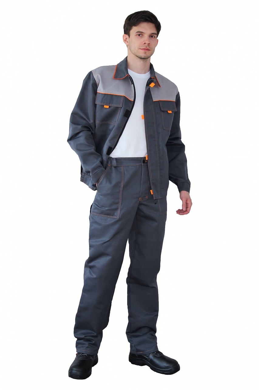 Костюм рабочий «Фаворит» серый с оранжевым, куртка+брюки