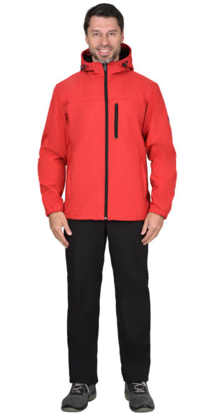 Куртка демисезонная “Альфа” красная, ткань софтшелл, подкладка флис