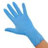 Перчатки медицинские неопудренные текстурированные на пальцах, эластичные, нитрил/винил чёрные/голубые