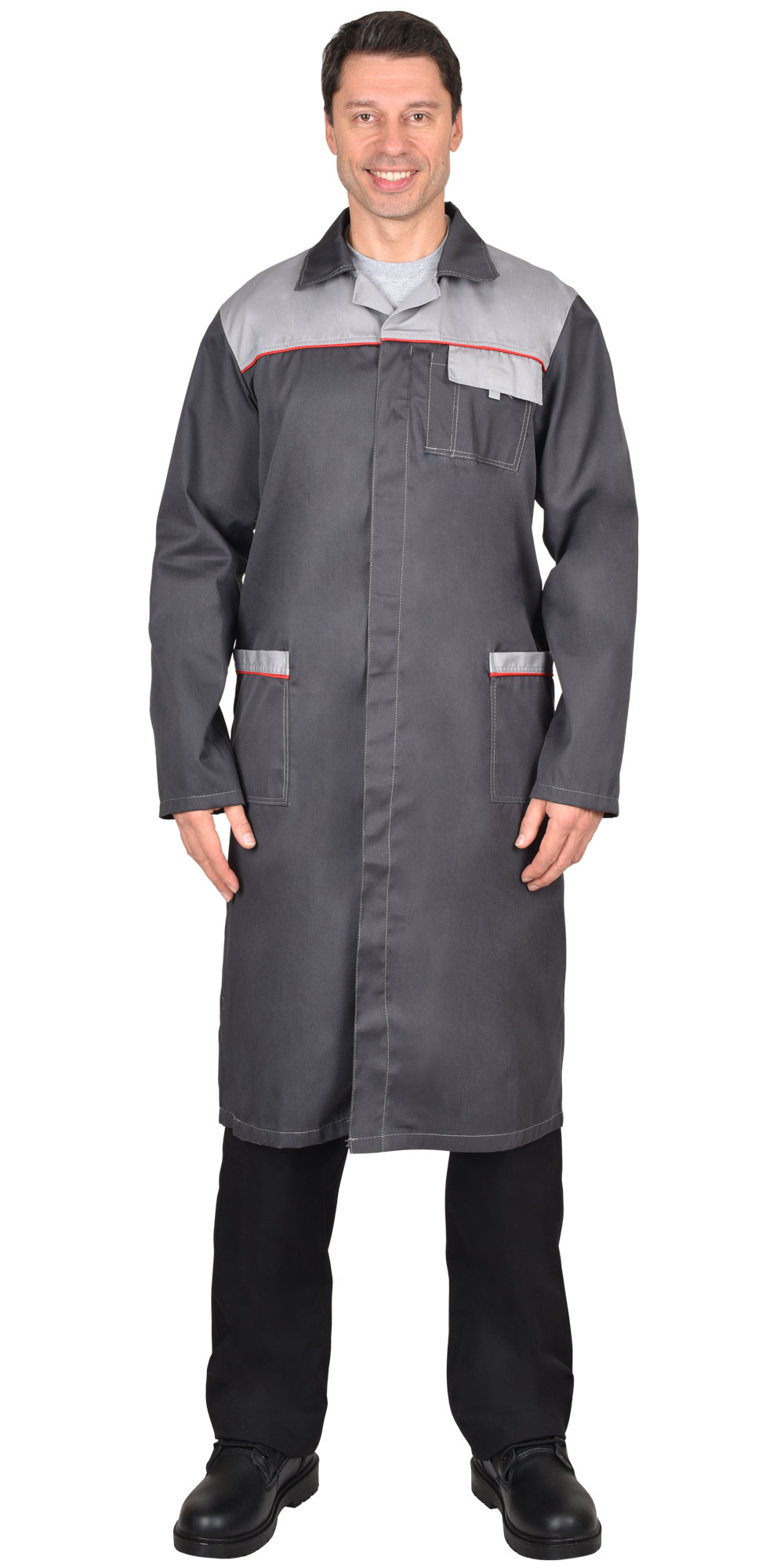 Халат рабочий «Фаворит» серый