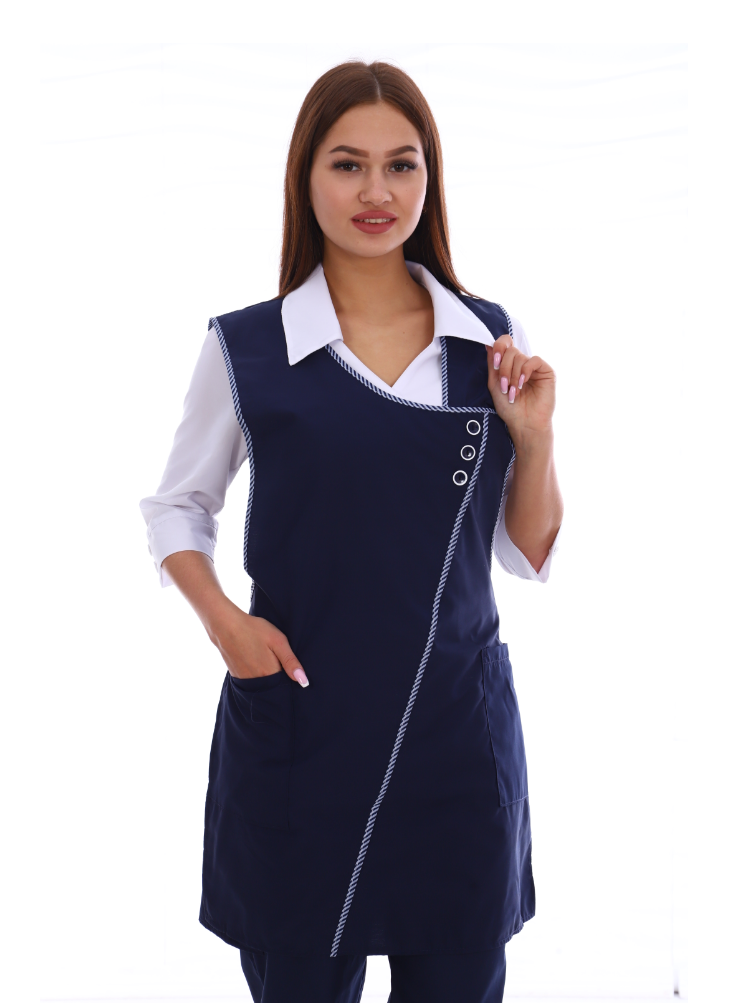 Фартук «Хозяюшка» тёмно-синий, ткань тиси
