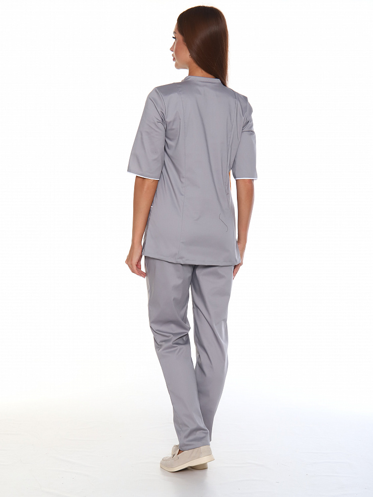 Костюм медицинский «Дольче» серый, ткань спандекс (60% хлопок)