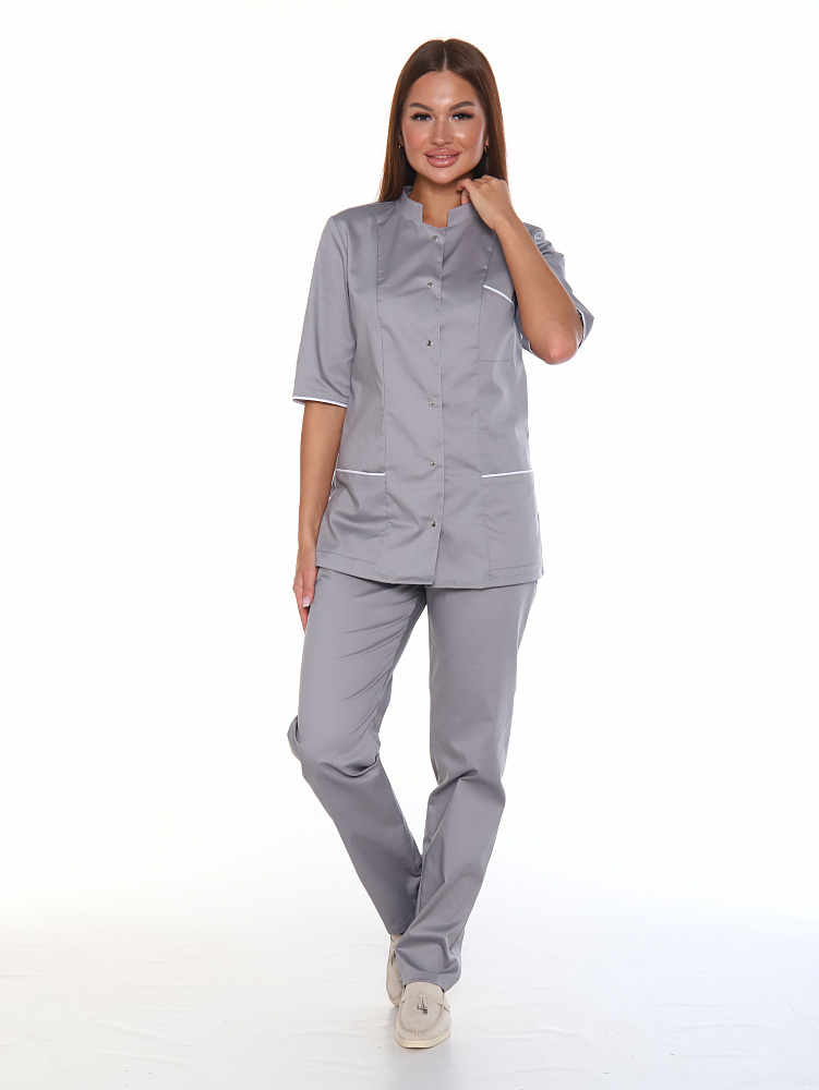Костюм медицинский «Дольче» серый, ткань спандекс (60% хлопок)