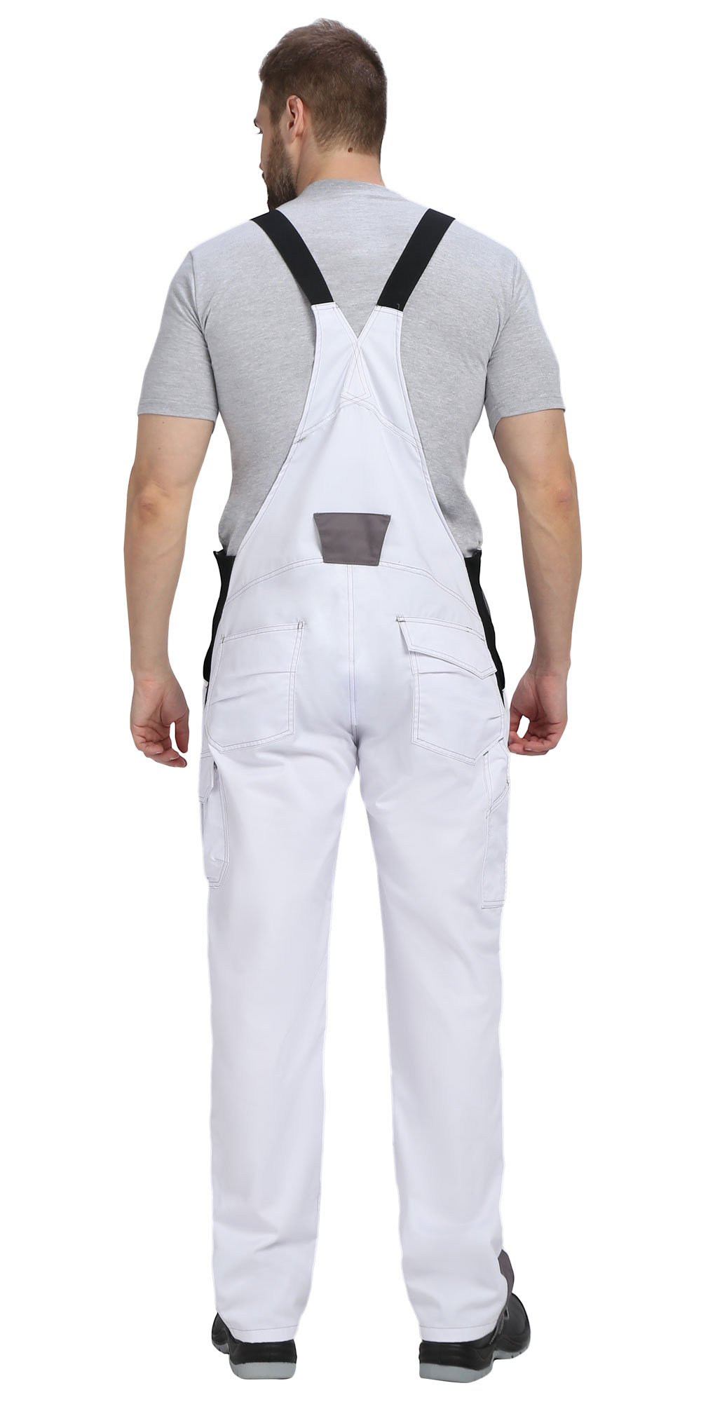 Полукомбинезон рабочий «Маляр» белый с серыми вставками