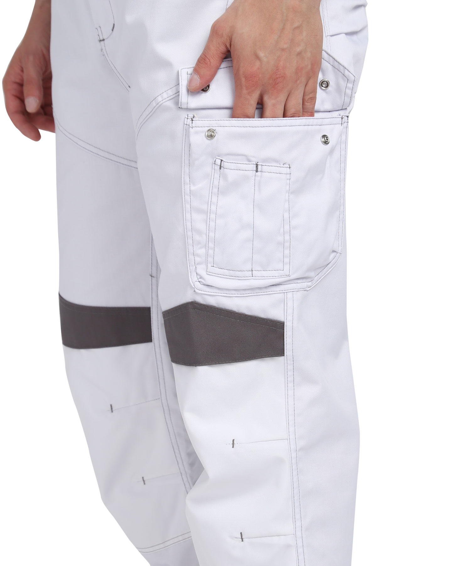 Полукомбинезон рабочий «Маляр» белый с серыми вставками
