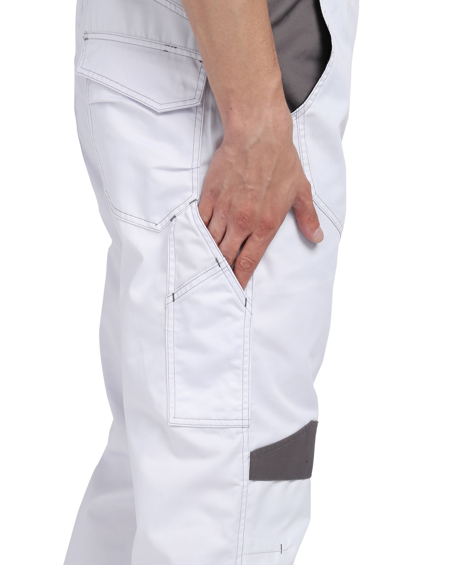 Полукомбинезон рабочий «Маляр» белый с серыми вставками