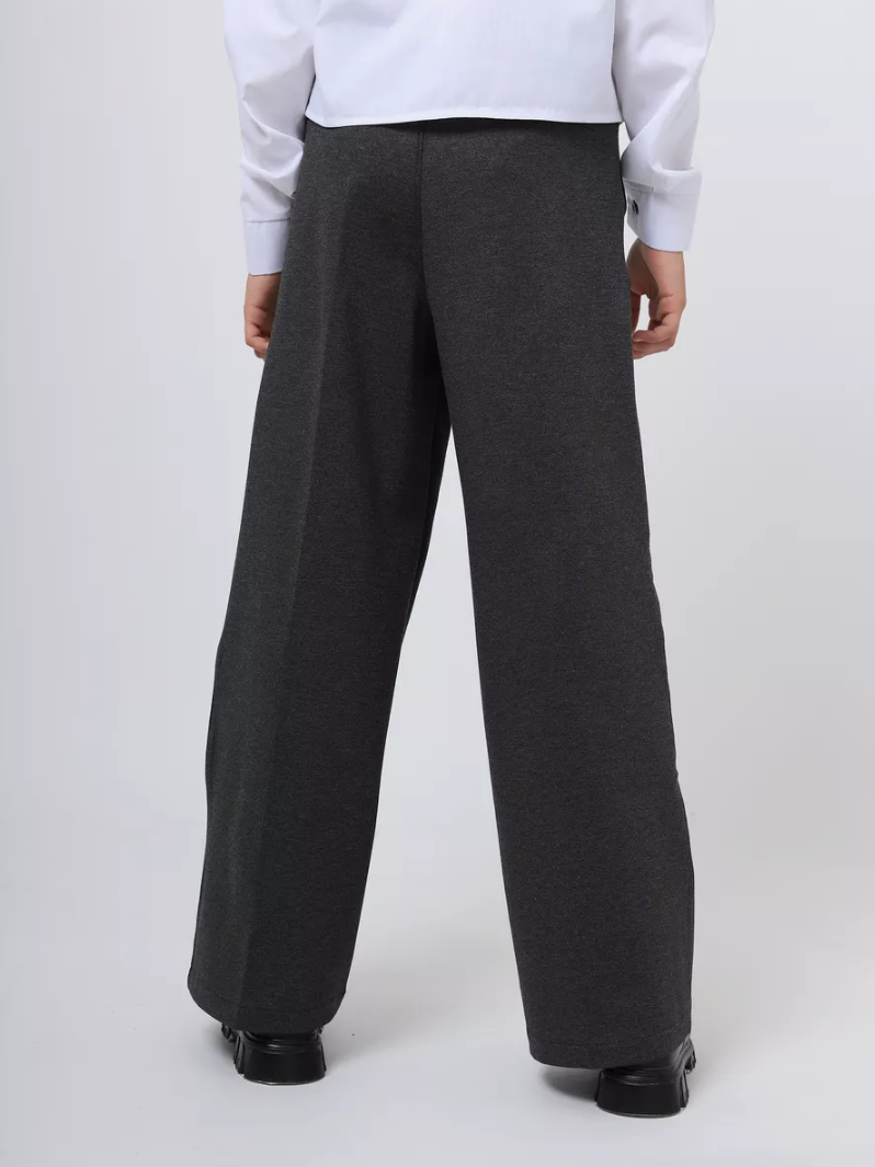 Брюки школьные для девочки серые, палаццо