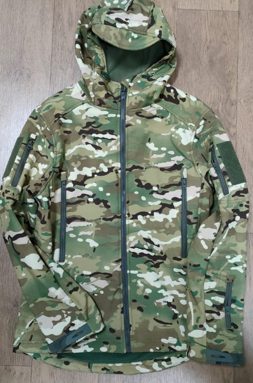 Куртка тактическая арт. 7257 КМФ  МУЛЬТИКАМ, демисезон, ткань полуфлис, липучки под шевроны