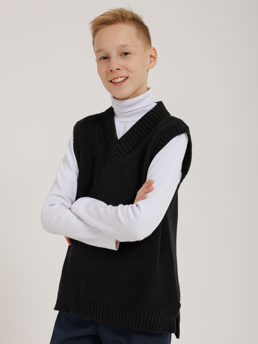 Жилет школьный трикотажный оверсайз чёрный