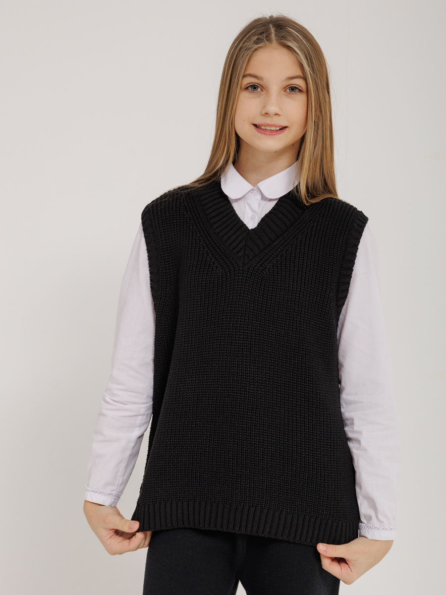 Жилет школьный трикотажный оверсайз чёрный