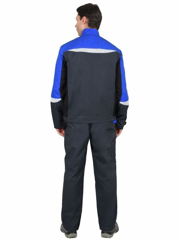 Костюм «Фаворит-мега» серый с васильковым и чёрным, куртка+п/к, 100% хлопок