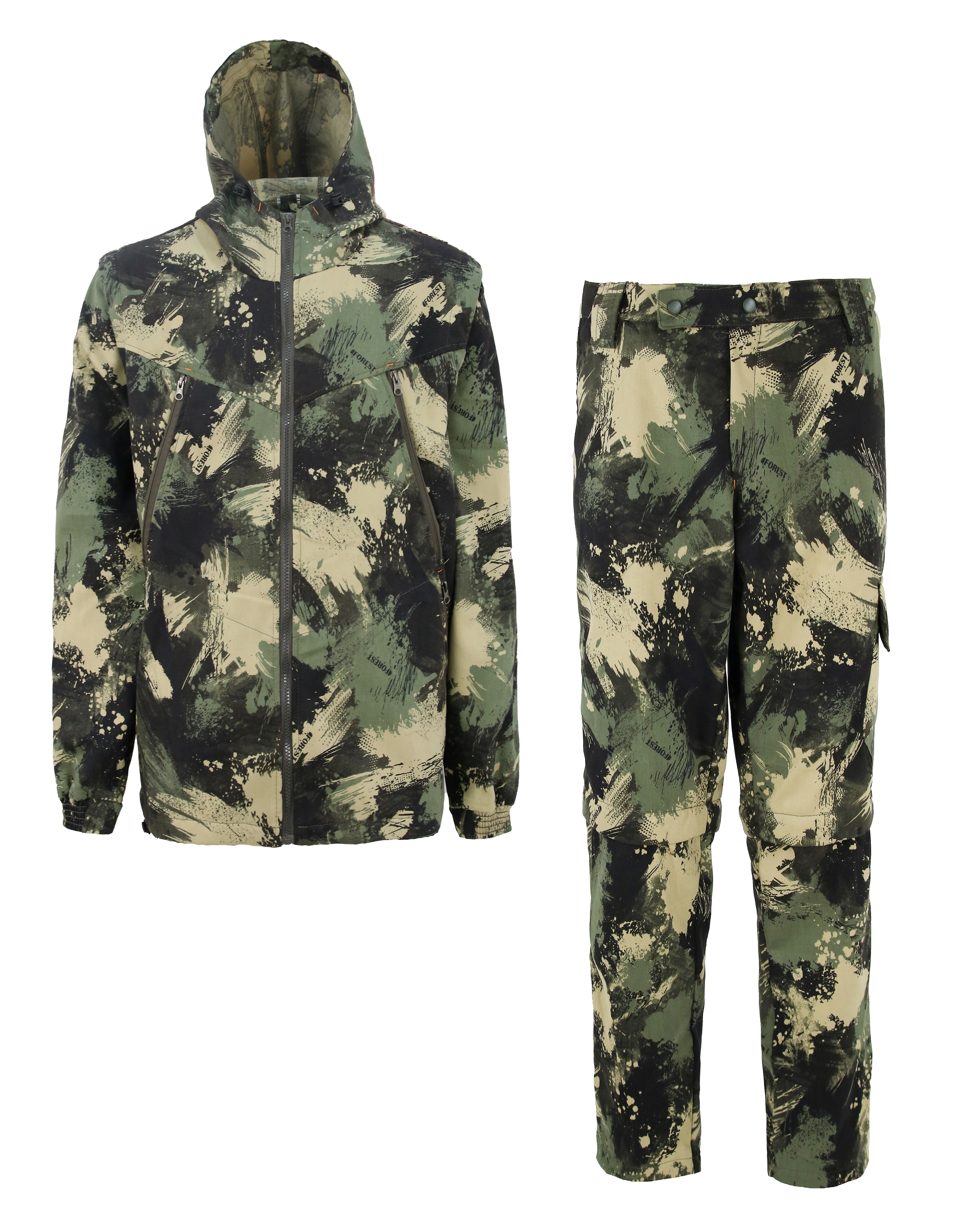 Костюм-трансформер арт. 7371, ткань твил, цвет кмф чёрные, бежевые, хаки мазки