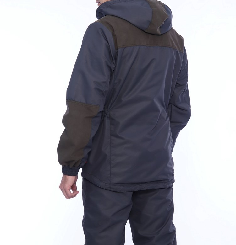 Костюм серый, арт. 6574, демисезон, ткань таслан, подкладка флис, куртка+брюки с подтяжками