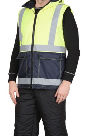 Жилет светоотражающий утеплённый лимонный с СОП