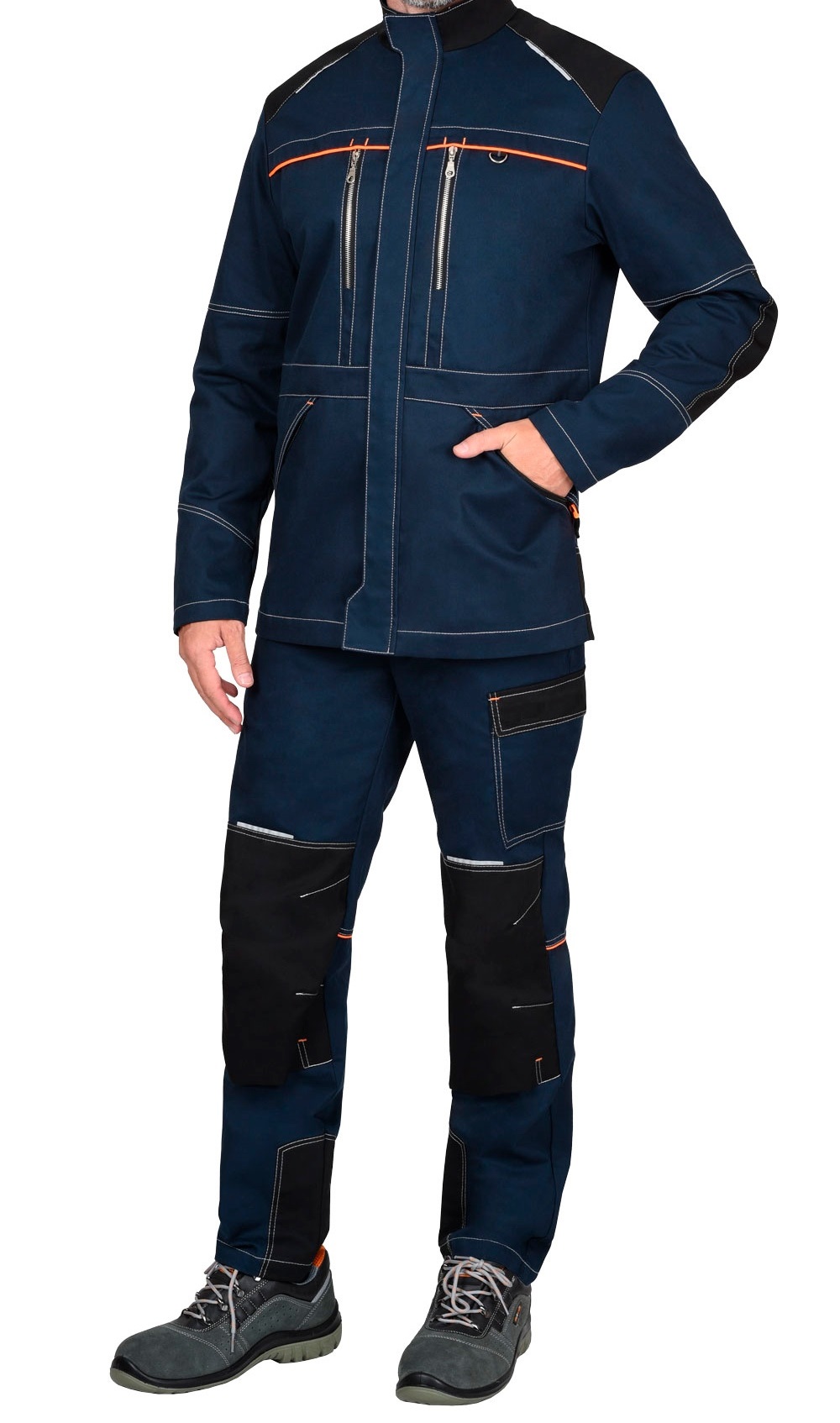 Куртка «Шатл» тёмно-синяя с чёрным (80% хлопок)