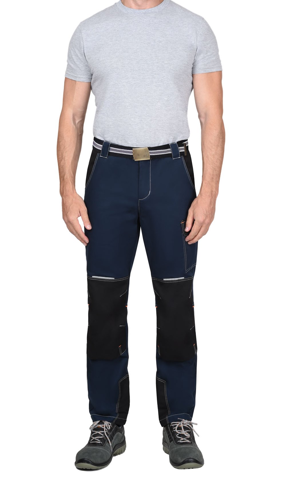 Брюки «Шатл» тёмно-синие с чёрным (80% хлопок)