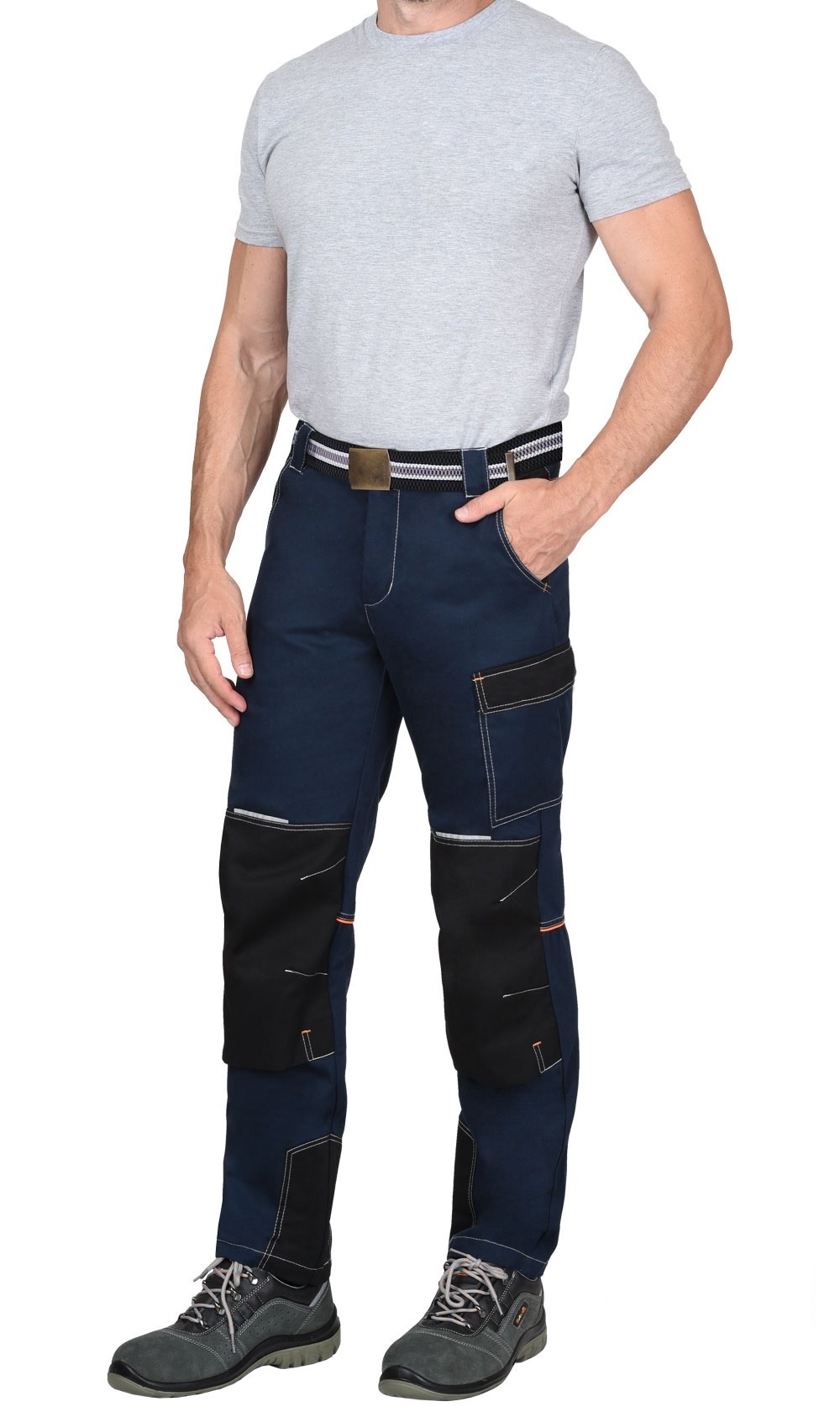 Брюки «Шатл» тёмно-синие с чёрным (80% хлопок)