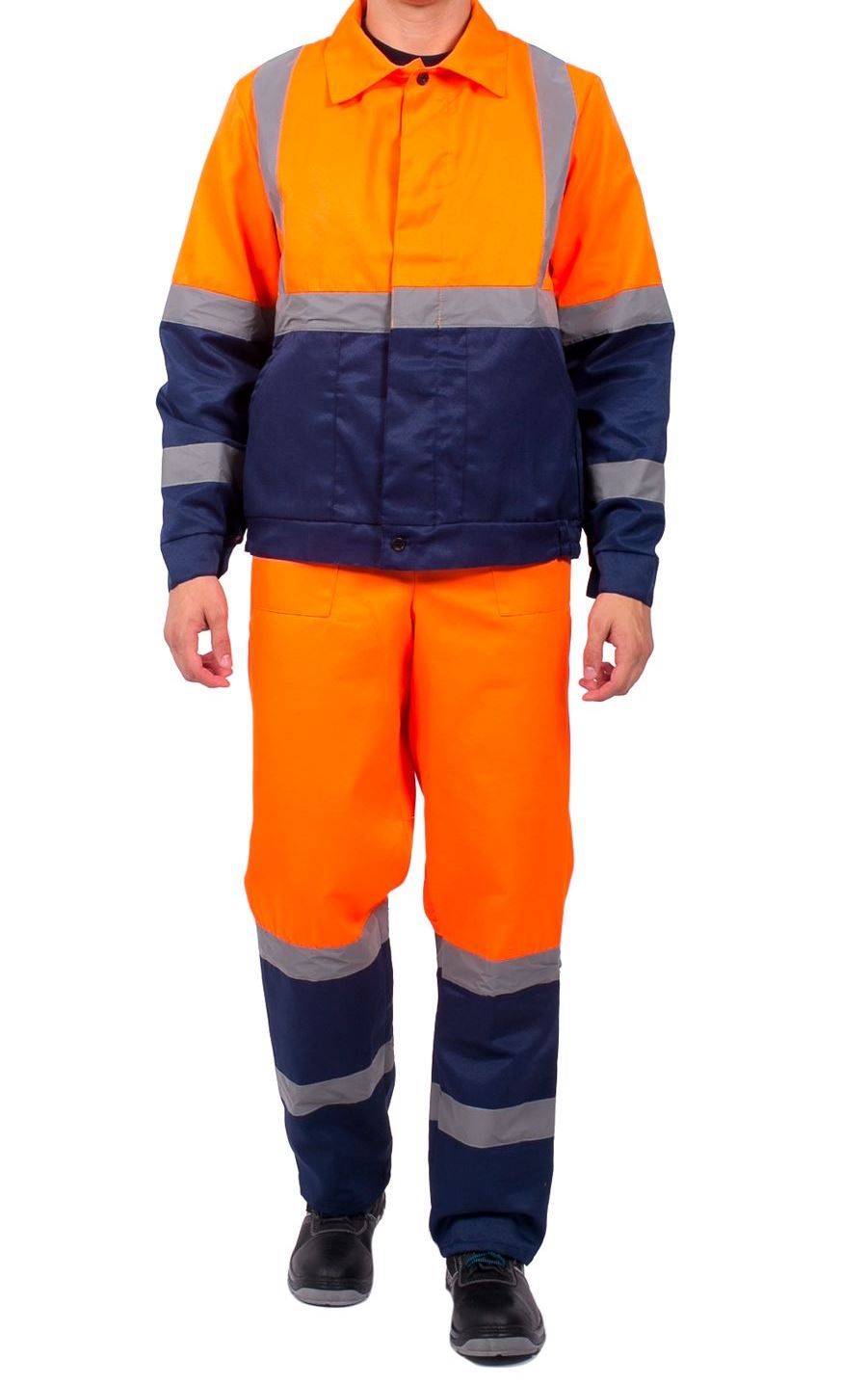 Костюм дорожный летний оранжевый с синим (куртка+брюки)