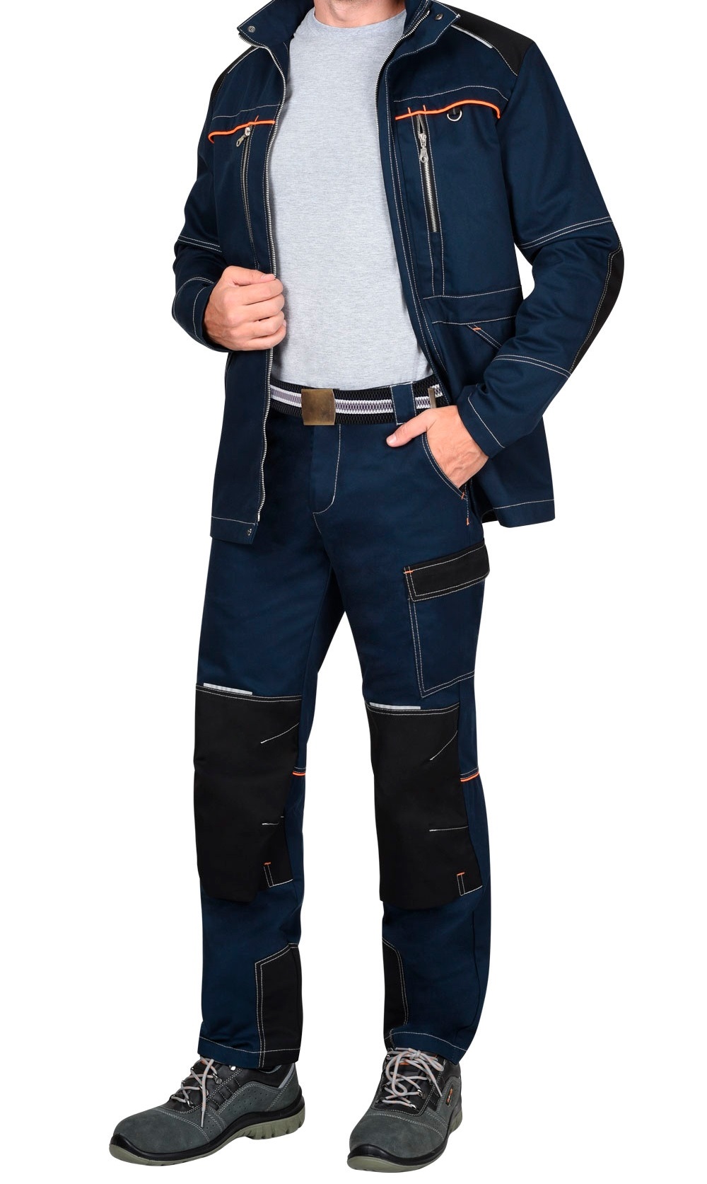 Куртка «Шатл» тёмно-синяя с чёрным (80% хлопок)