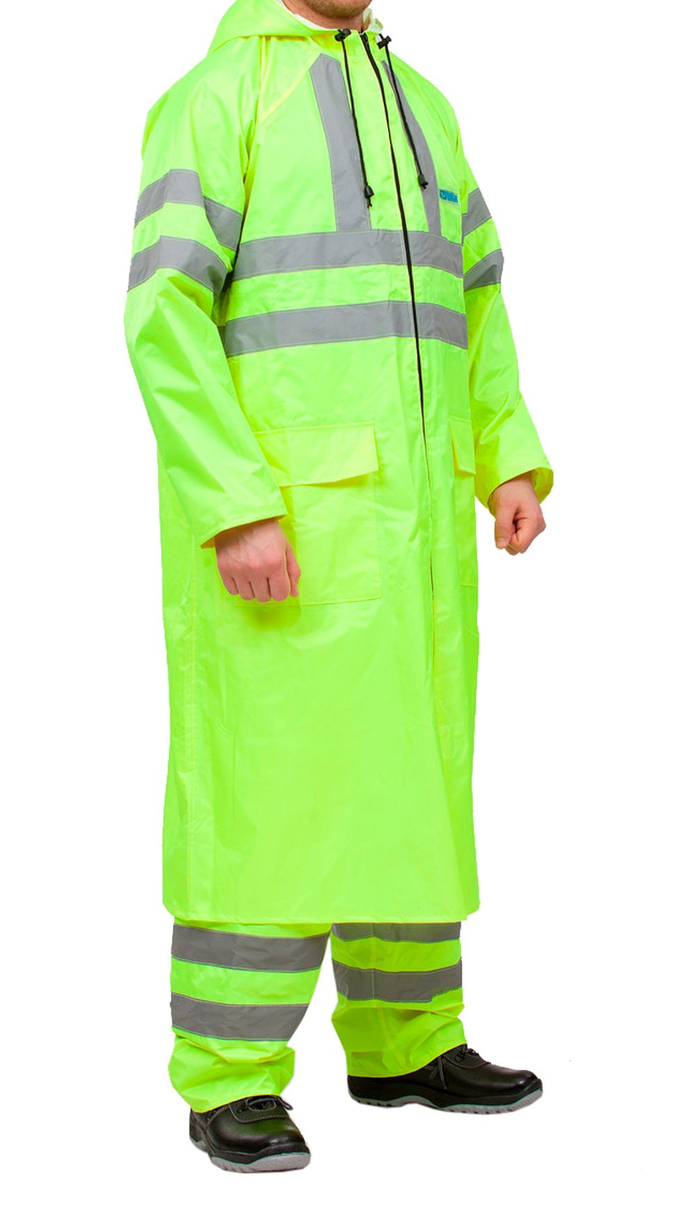 Плащ сигнальный влагозащитный лимонный с СОП