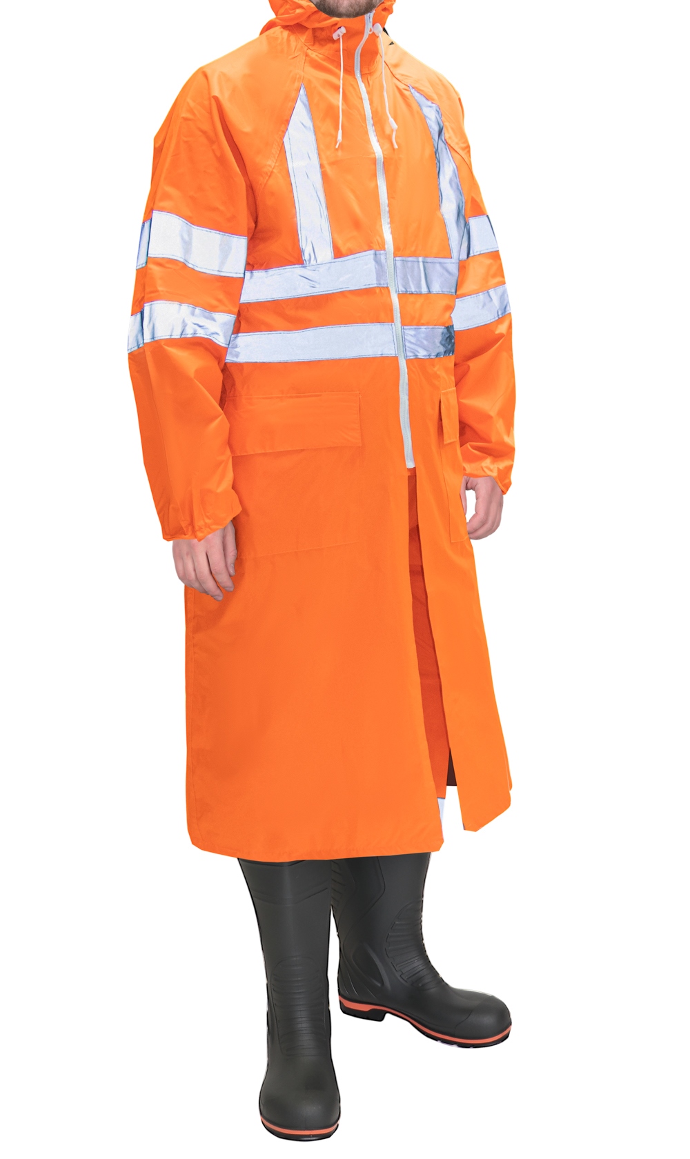 Плащ сигнальный влагозащитный оранжевый с СОП