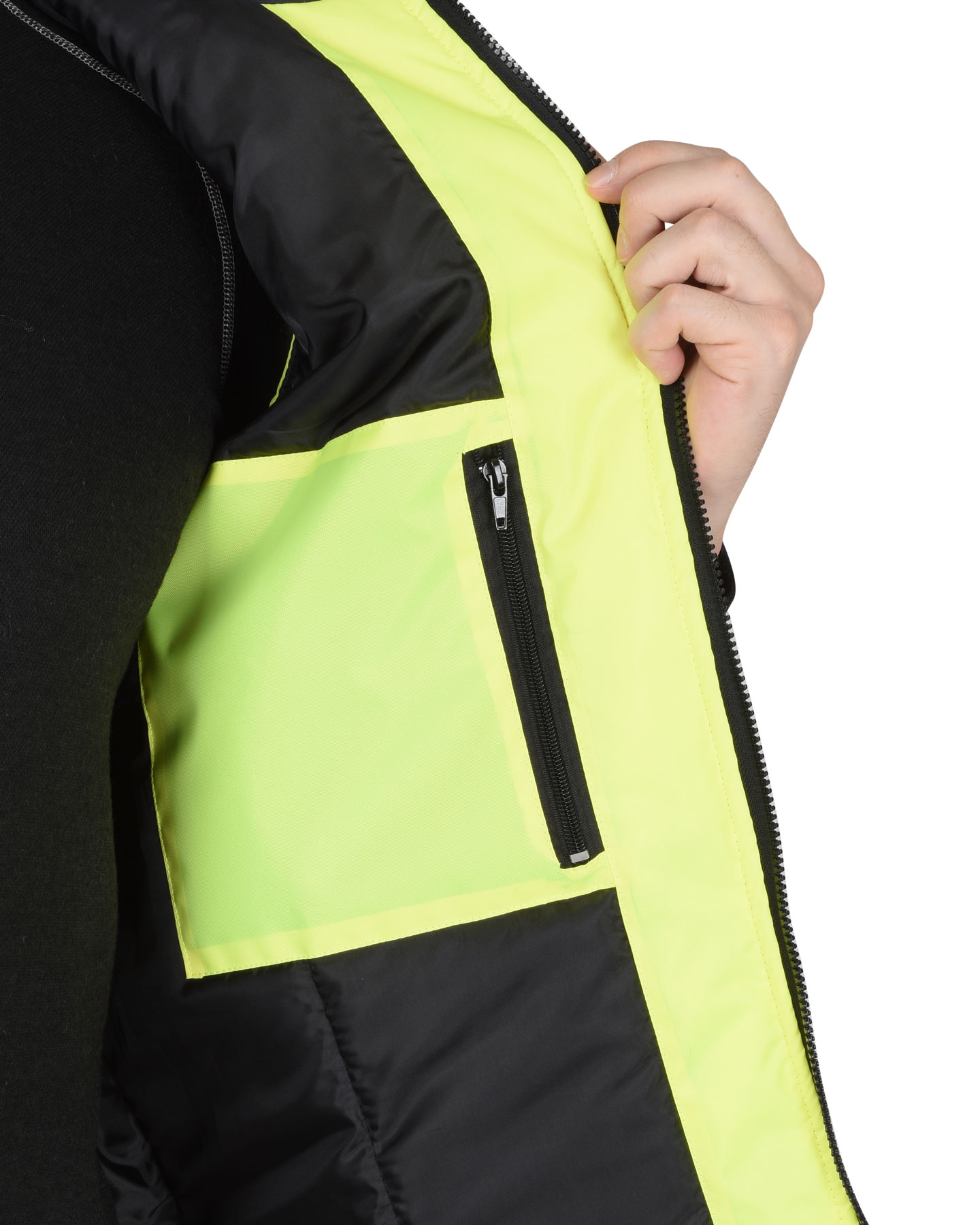 Жилет светоотражающий утеплённый лимонный с СОП