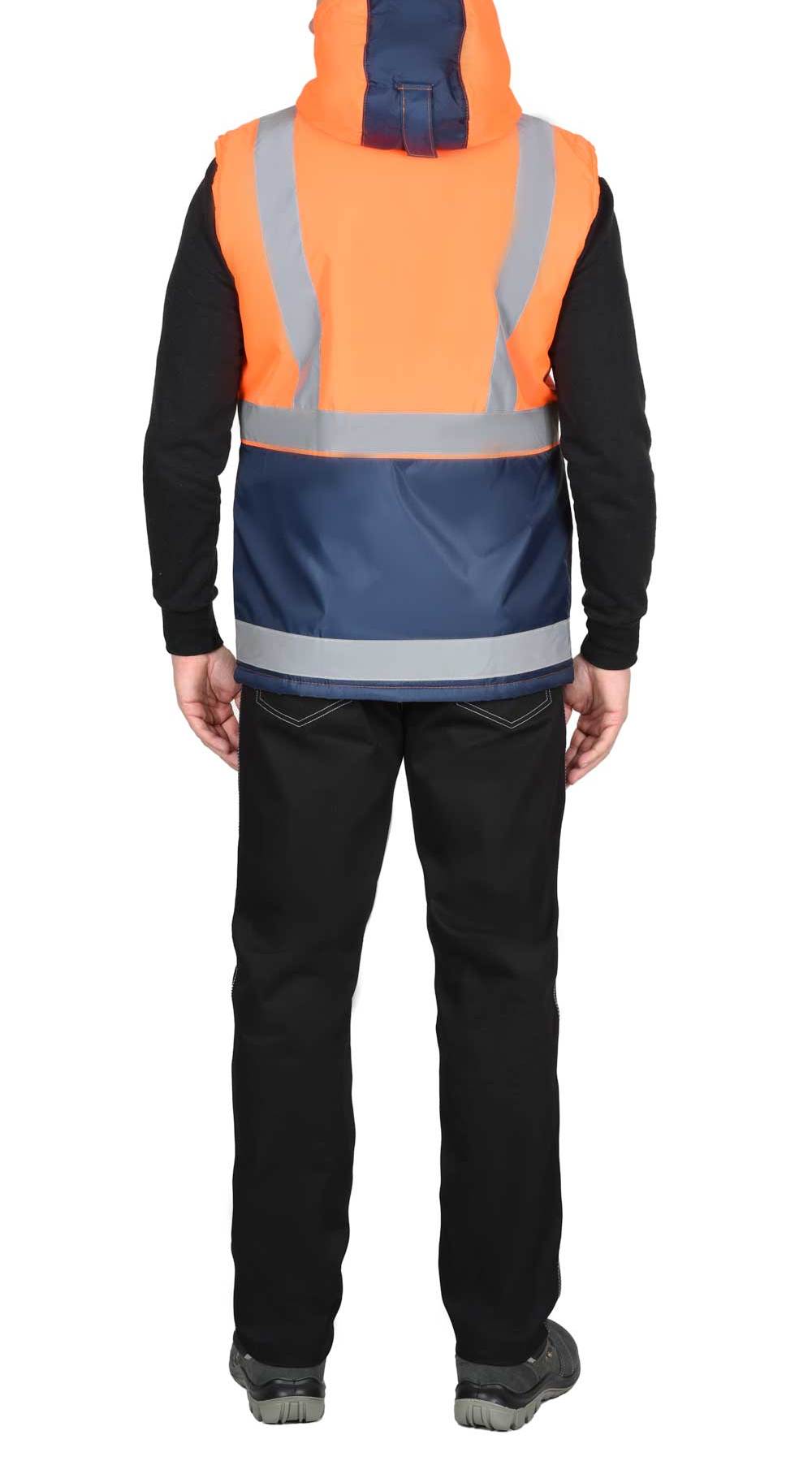 Жилет светоотражающий утеплённый оранжевый с СОП