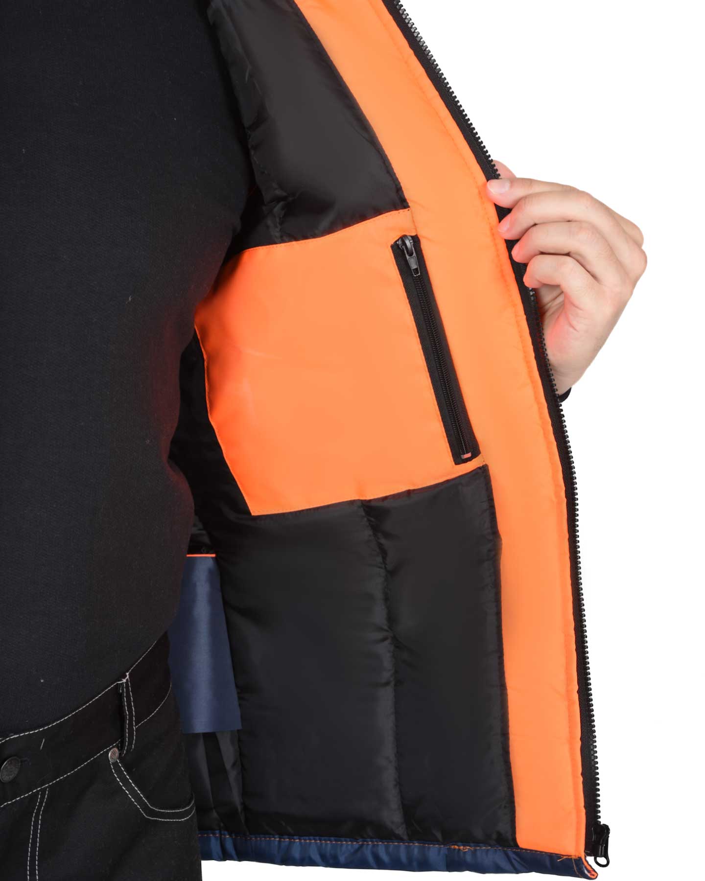 Жилет светоотражающий утеплённый оранжевый с СОП